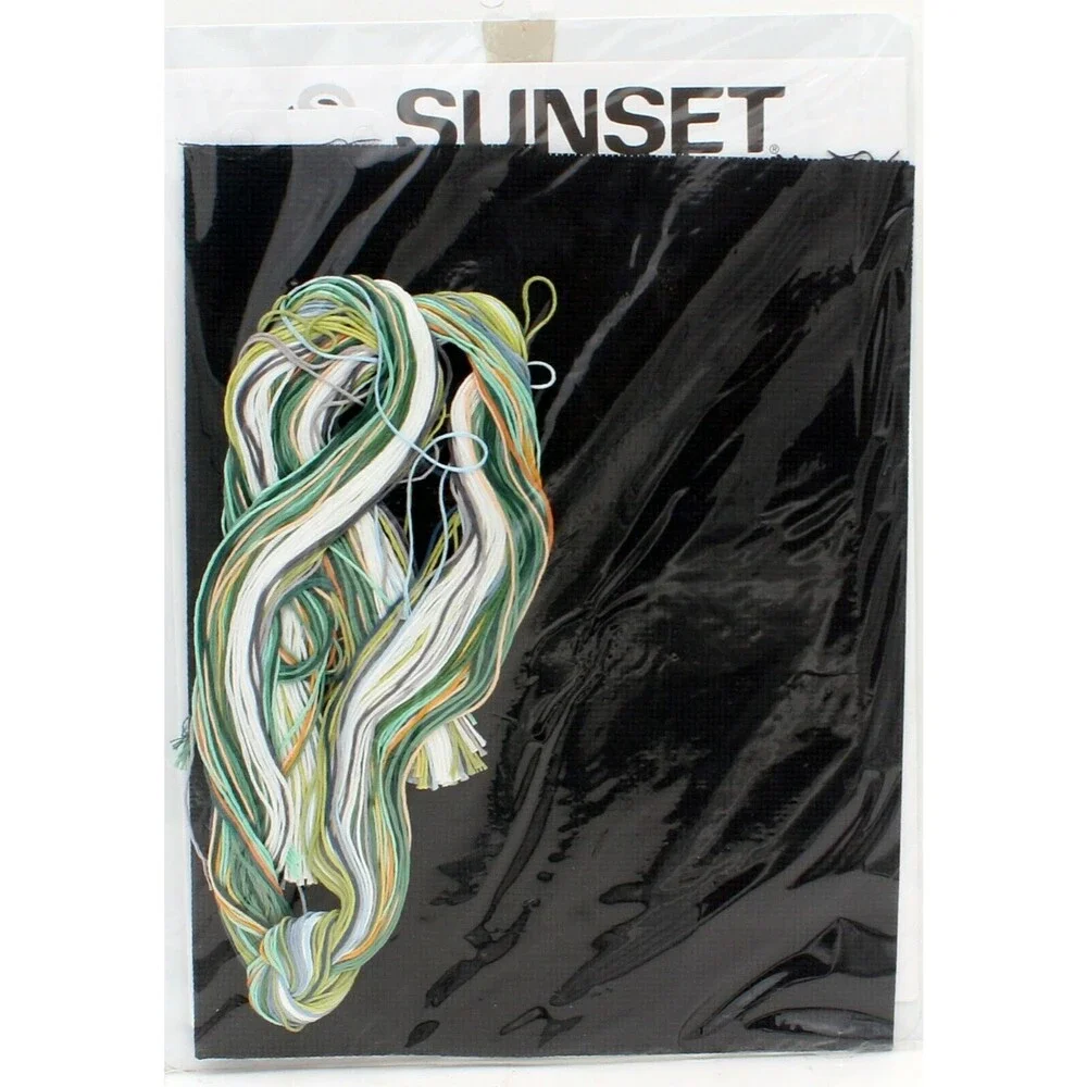 Vintage 1993 Sunset Calla Lilies Counted Cross Stitch Kit 13569 Dimensions Black